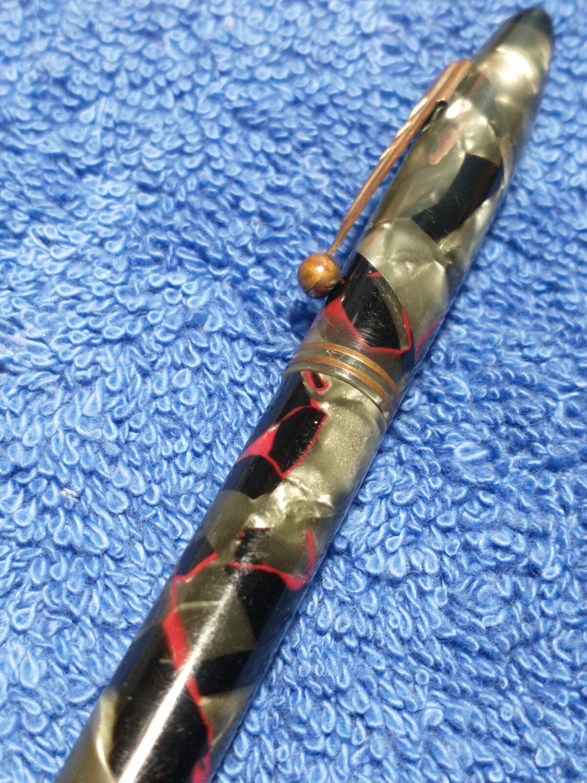 PARKER PARKETTE VINTAGE CELLULOID MECH PENCIL BLACK SILVER COLLECTIBLE ANTIQUE