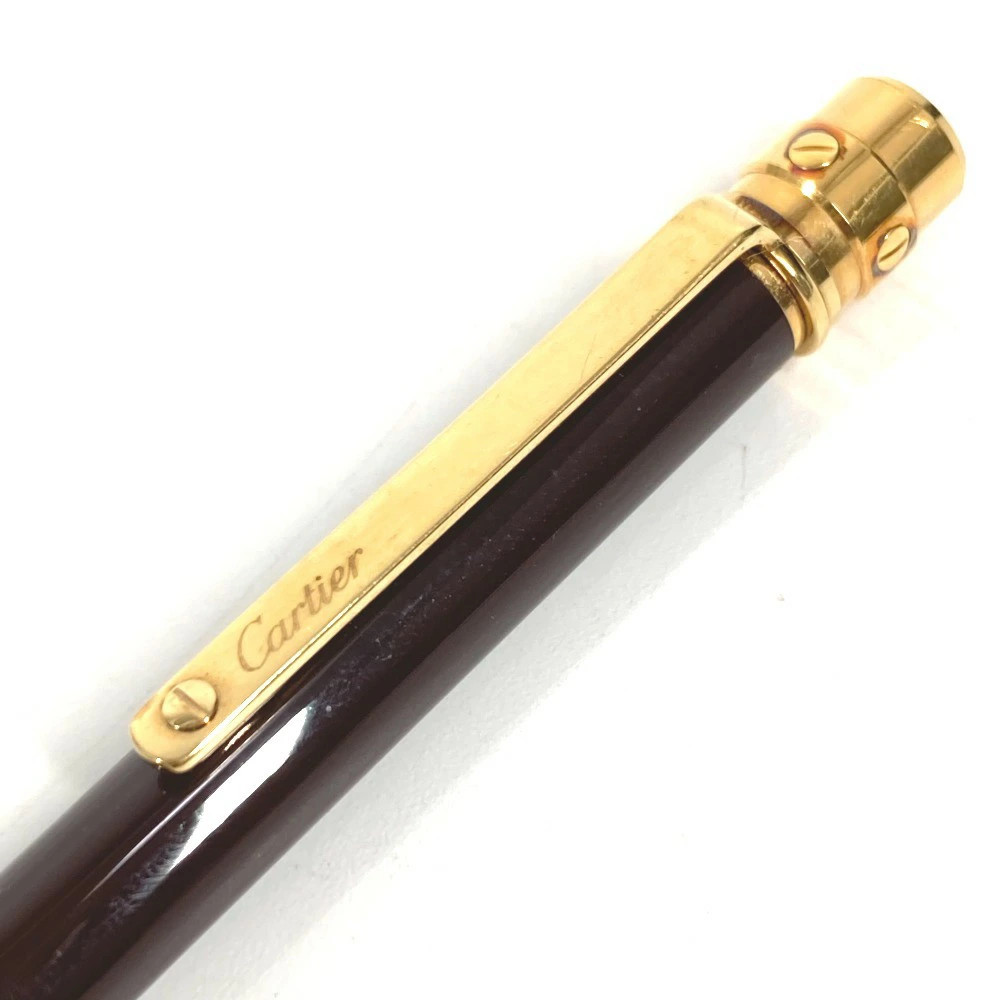 Santos de Cartier Love Ballpoint Pen Brown Resin Glack Ink Gold Twist Unisex
