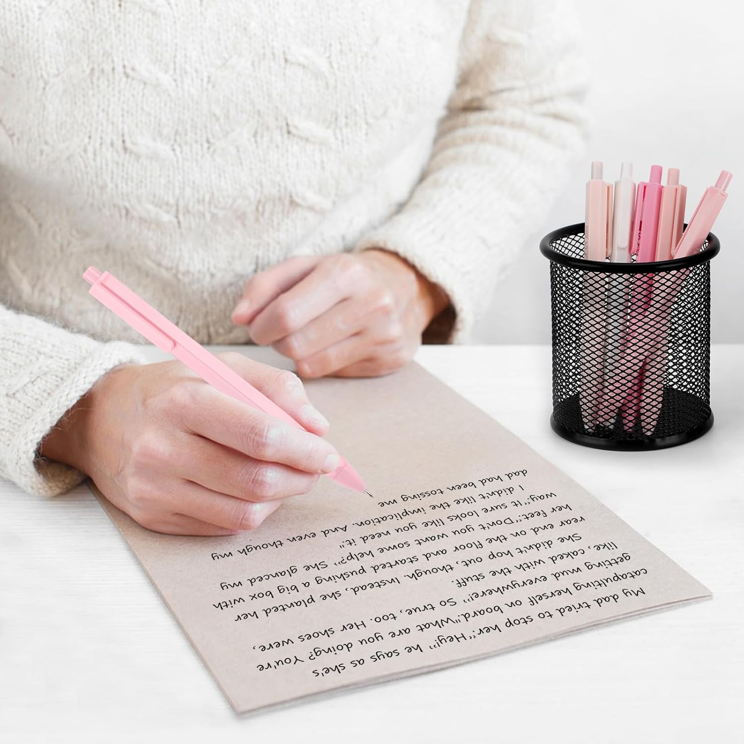Aesthetic Ballpoint Pens – Macaron Pink Pastel Roller Ball Pens, 0.5Mm Retractab