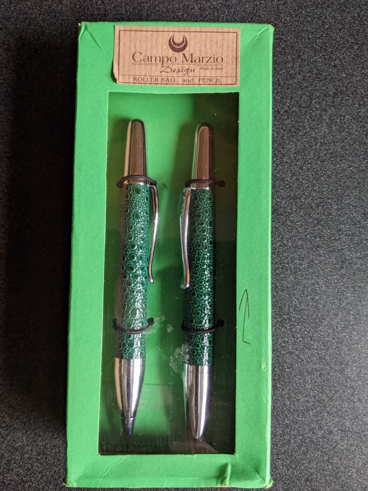Campo Marzio Roller Ball Pen & Pencil Set. Made In Italy, Tortoise Shell. NEW.