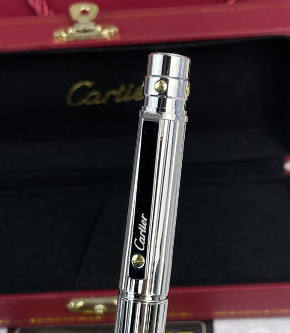 Cartier Santos Rollerball Pen Silver Trim Luxury Gift Box New