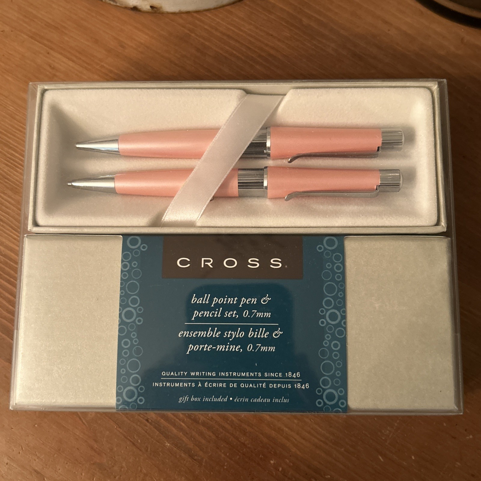 Cross Beverly Pearlescent Pink Ballpoint Pen and 0.7mm Pencil Set NEW