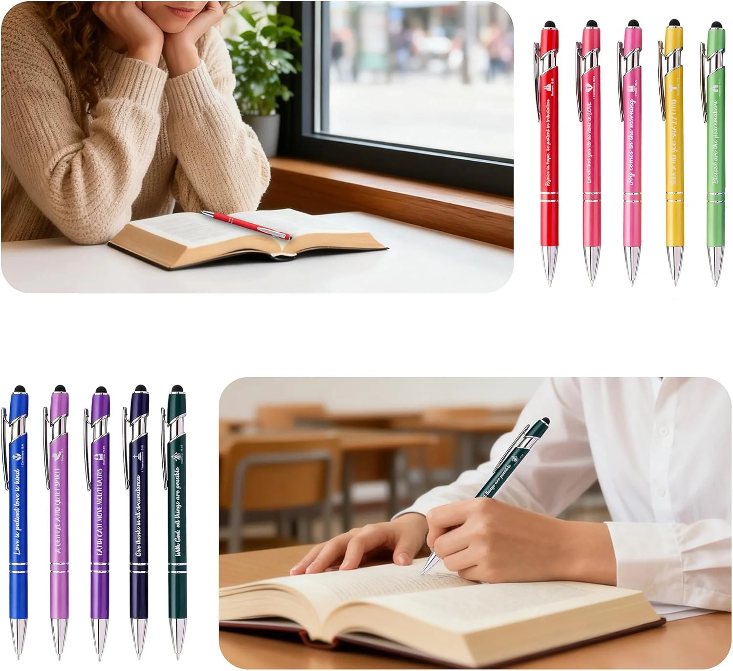 10PCS Christian Bible Verse Ballpoint Pens Inspirational Scripture Gift Set
