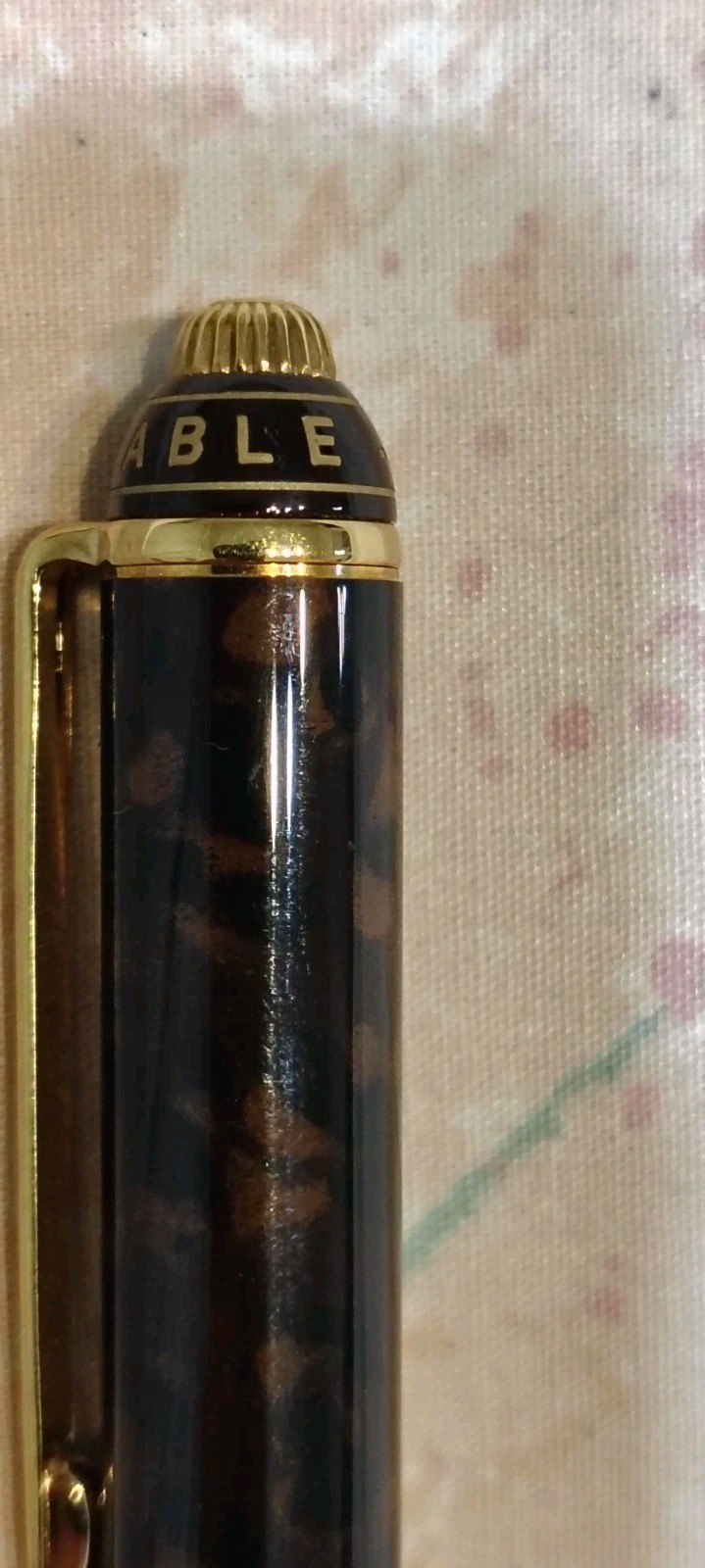 Faconnable Marble Brown Plaque Metal Ball Point Pen Swiss Made