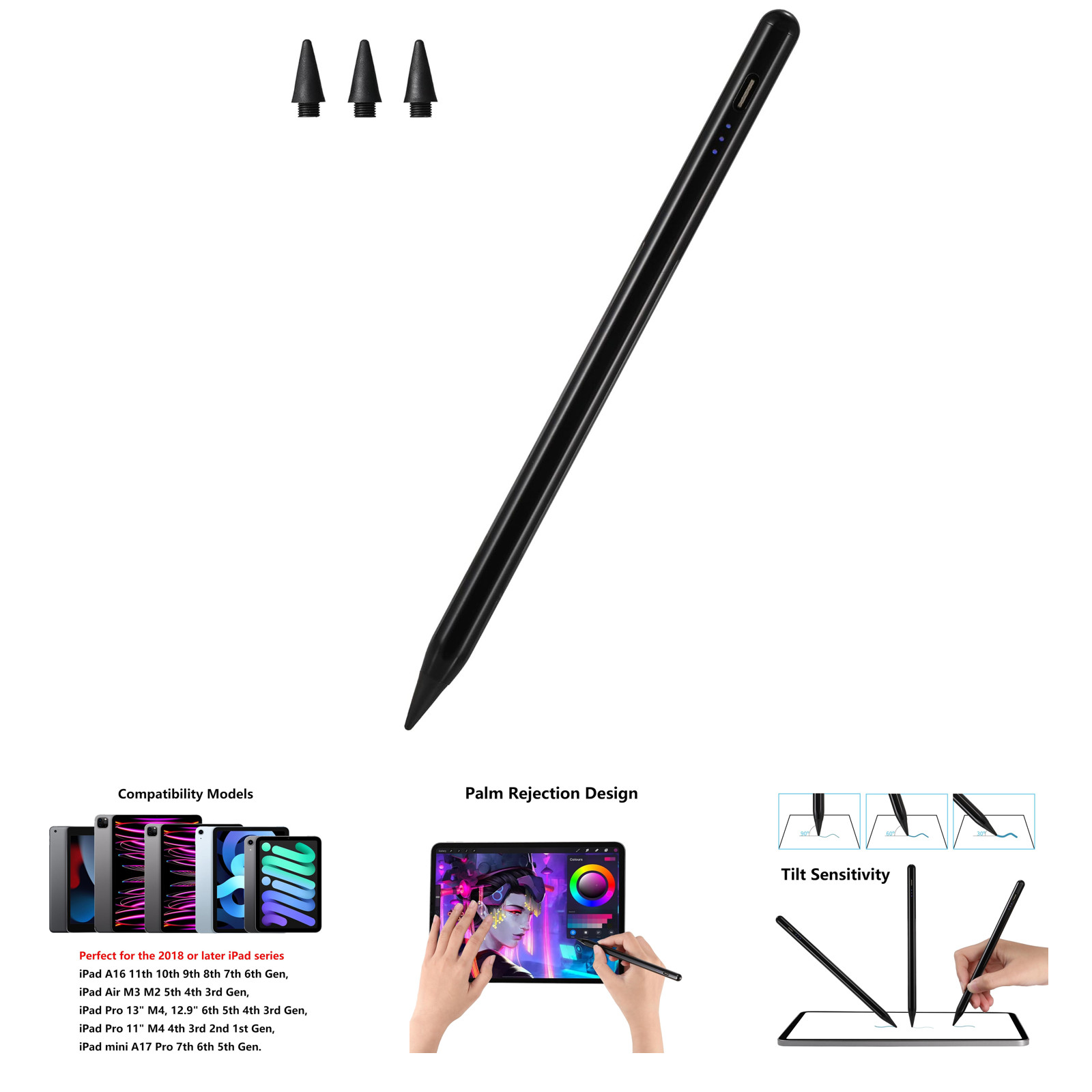 Stylus Pen for iPad 2023 11th 10th 9th Generation Pro Mini Air A16 A15 M4 M3 M2