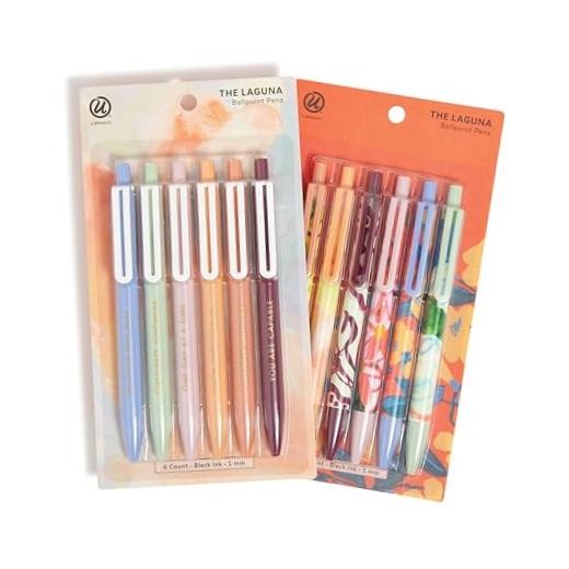 Ballpoint Pens, Bold 1.0mm Black Ink, 12 Pack, Cute Pens, Orange Artist Touch
