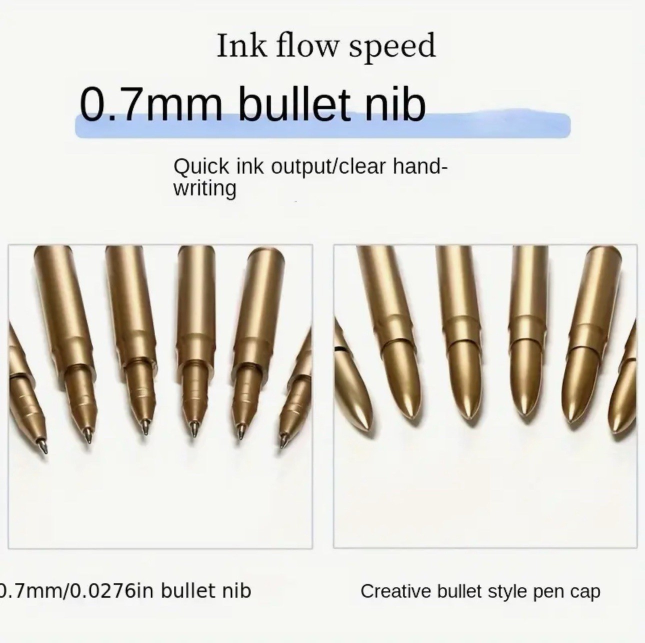 6 PACK Bullet Shaped Plastic Ballpoint Twist Pens Set Rifle Gold Copper Color
