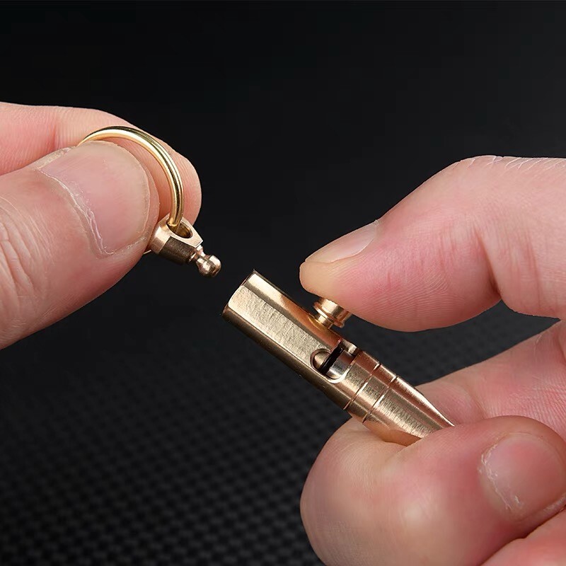 Mini Pocket Keychain Brass Bolt Action Ball Pen Outdoor EDC Tool Gift
