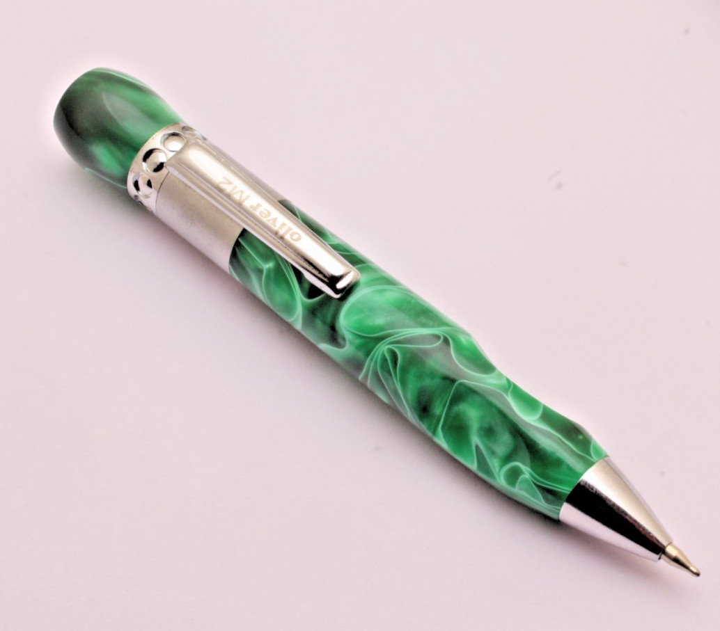 Oliver M2 Marble Acrylic Body Mini Size Ballpoint Pen With Chrome Trims NEW