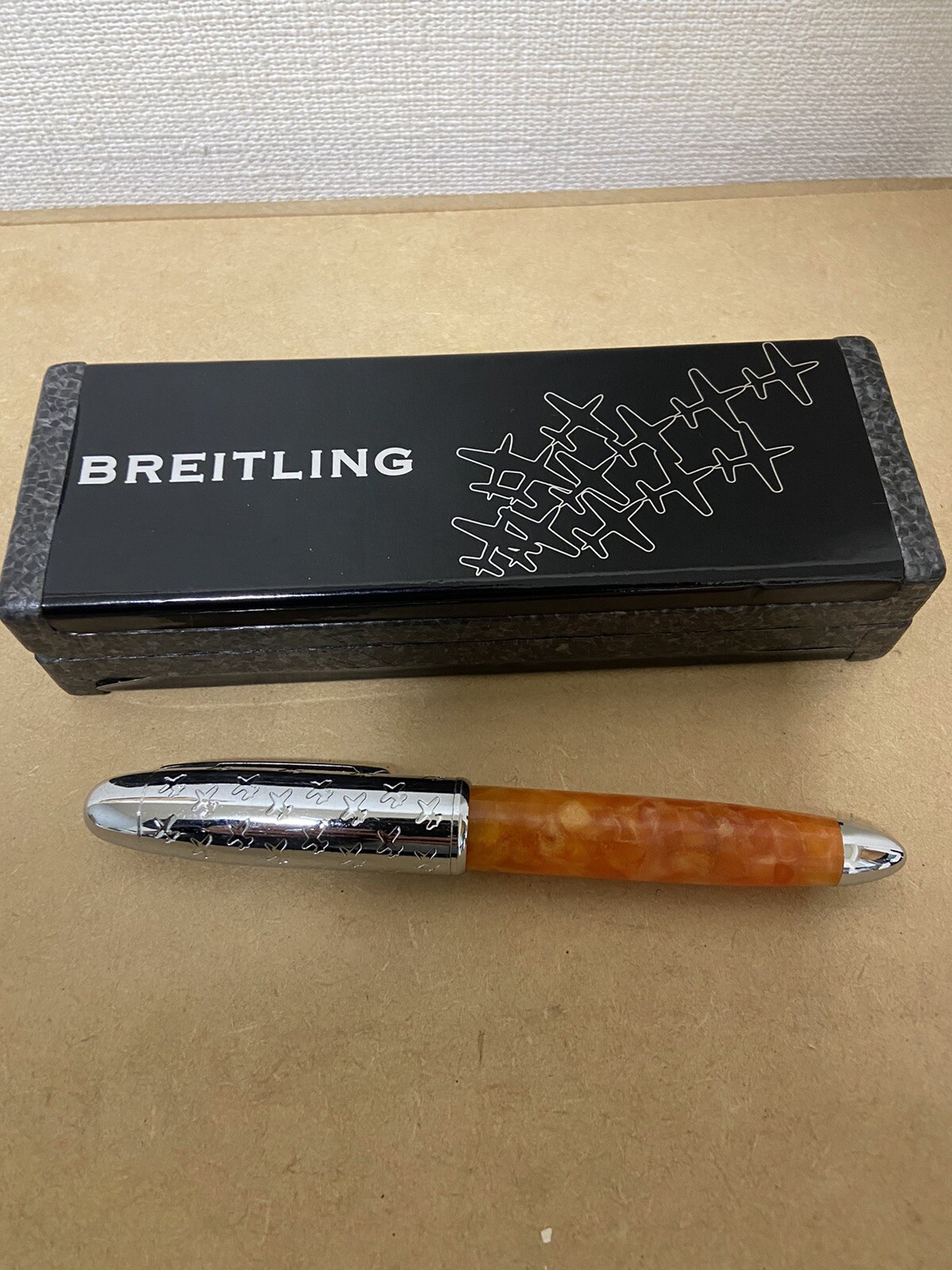BREITLING Ballpoint Pen Amber Giveaway Item Not For Sale Novelty Box Available