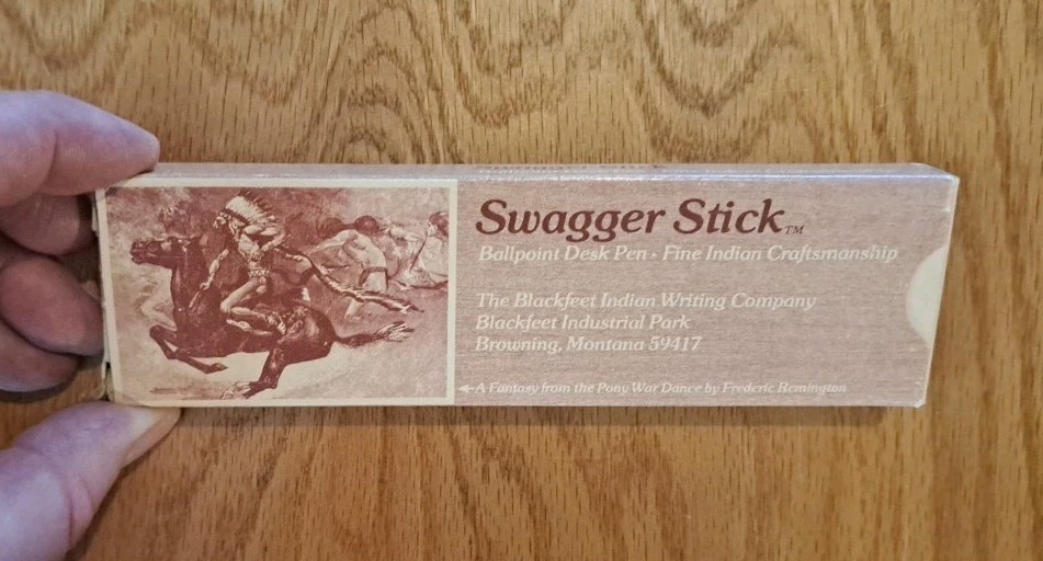 Swagger Stick Box of 10 Black Ink Pens Blackfeet Indian Co Browning MT c1970s