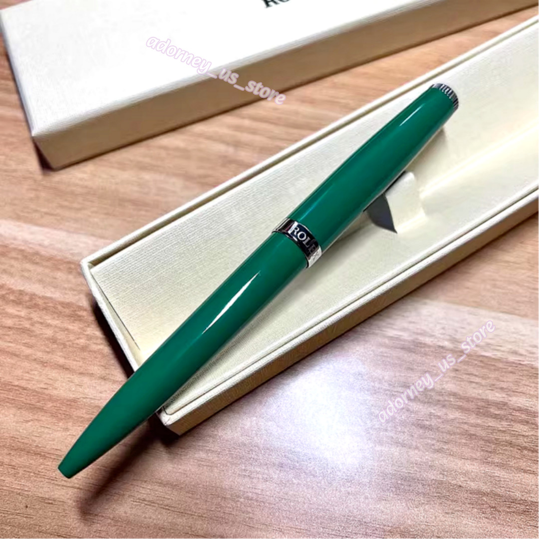 New Rolex Green Silver Ballpoint Pen Luxury AD VIP Gift Rare