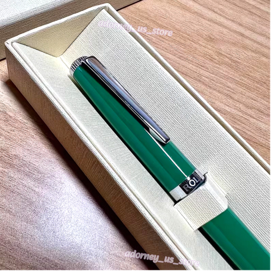New Rolex Green Silver Ballpoint Pen Luxury AD VIP Gift Rare