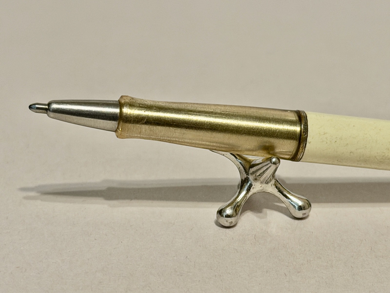 Vintage Paper Mate Double Heart Ballpoint Pen Ivory Made USA