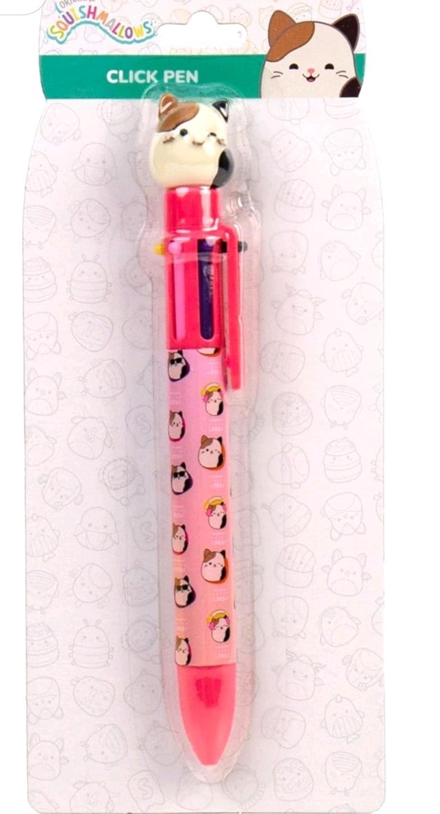 Kids Squishmallows Multicolor Pen Novelty Pen With 6 Inks and Cam the Cat Topper