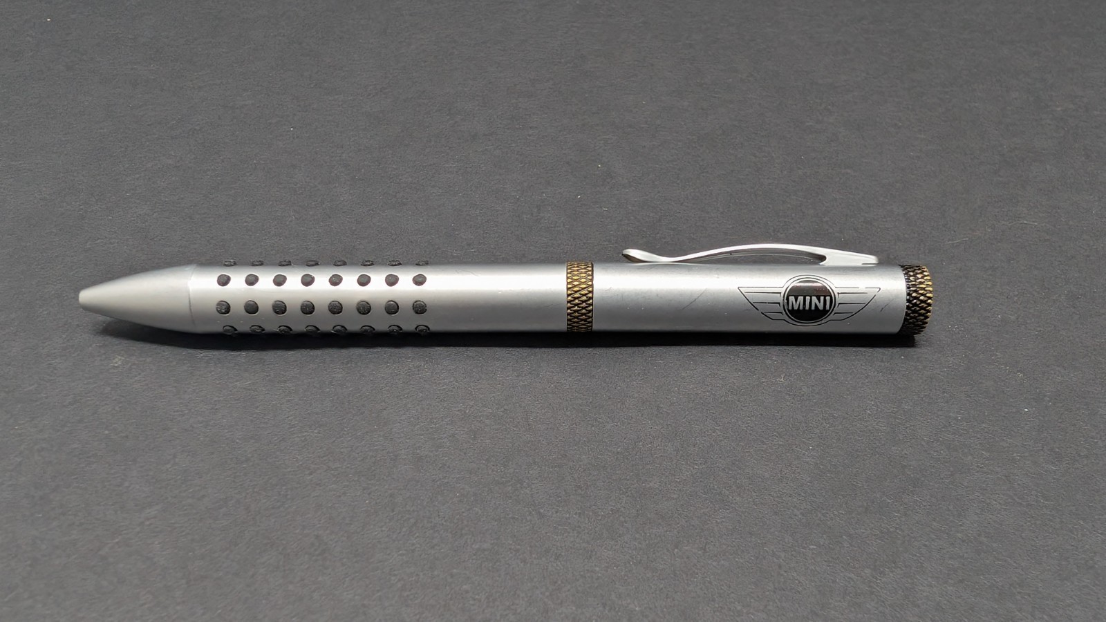 Mini Cooper Logo Ball Point Pen Silver & Black Heavy Metal Twist Automobile Car