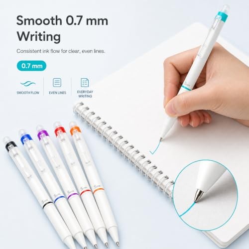 Erasable Gel Pens, 0.7mm Retractable Colored 1 Count (Pack of 24) Multicolor