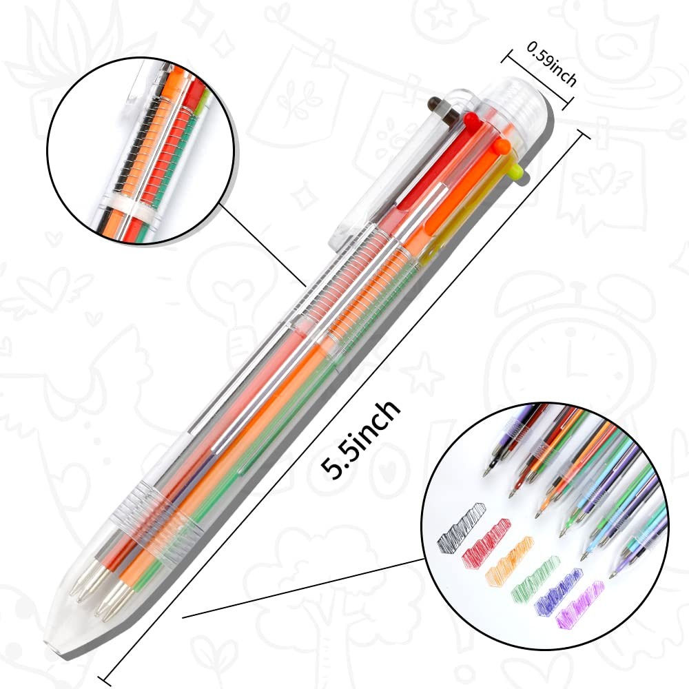 Multicolor Pen in One 0.5mm 6-in-1 Retractable Ballpoint Pens 6 Colors Multi Col