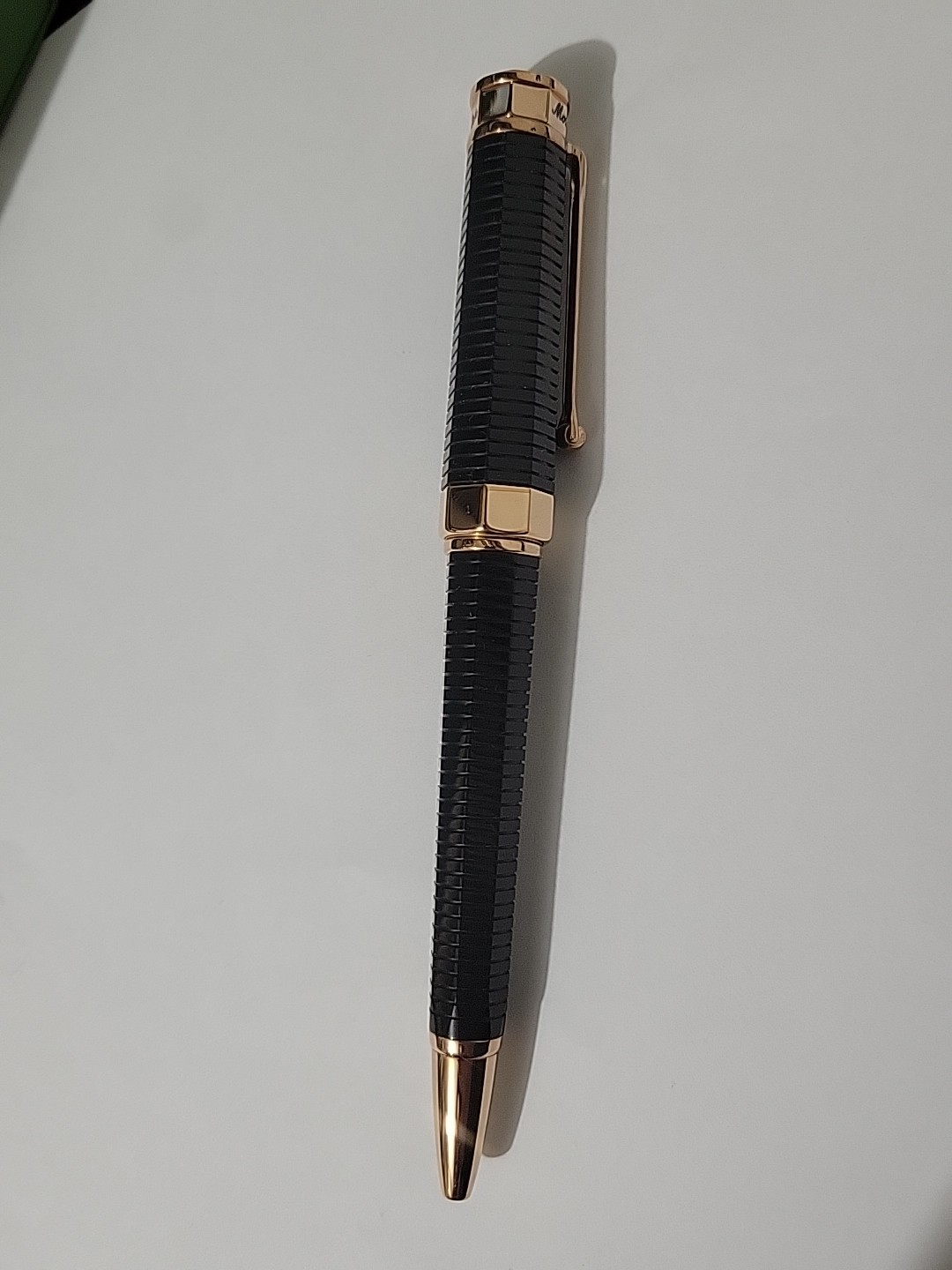 Rare Luxury Montegrappa Black Resin Rollerball Pen Rose Gold Trim w/ Box Italy