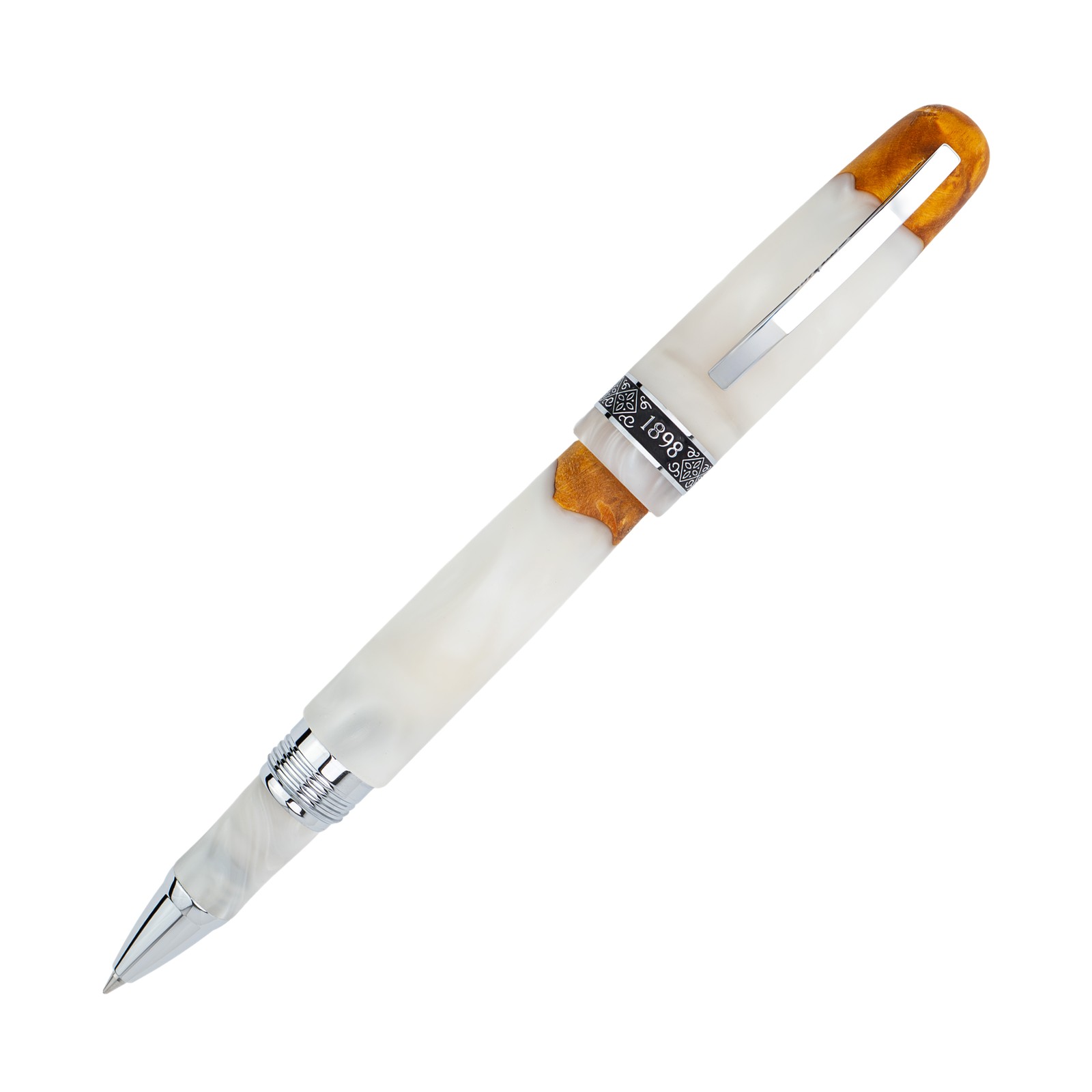 Conklin 1898 Spectra Fusion Rollerball Pen in White w/ Chrome Trim – Limited Ed.