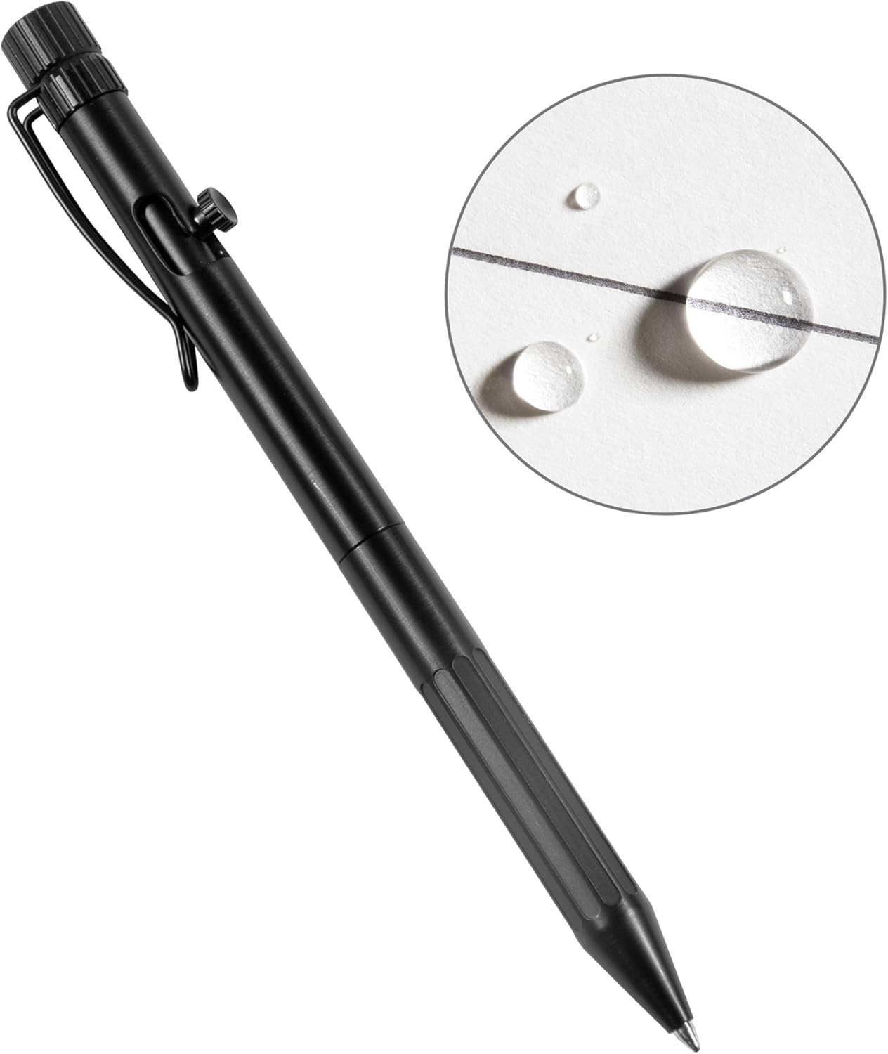 Compact Bolt-Action Writing Pen – Weatherproof Black Ink for Every Condition