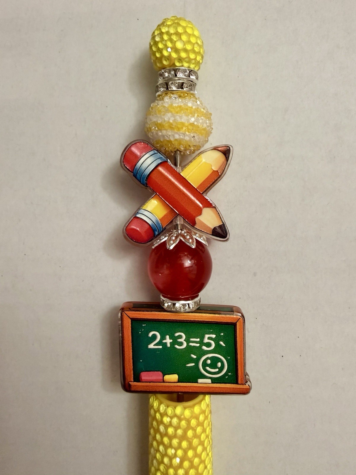 Novelty Teacher School Theme Beaded Pen (with extra ink refill)