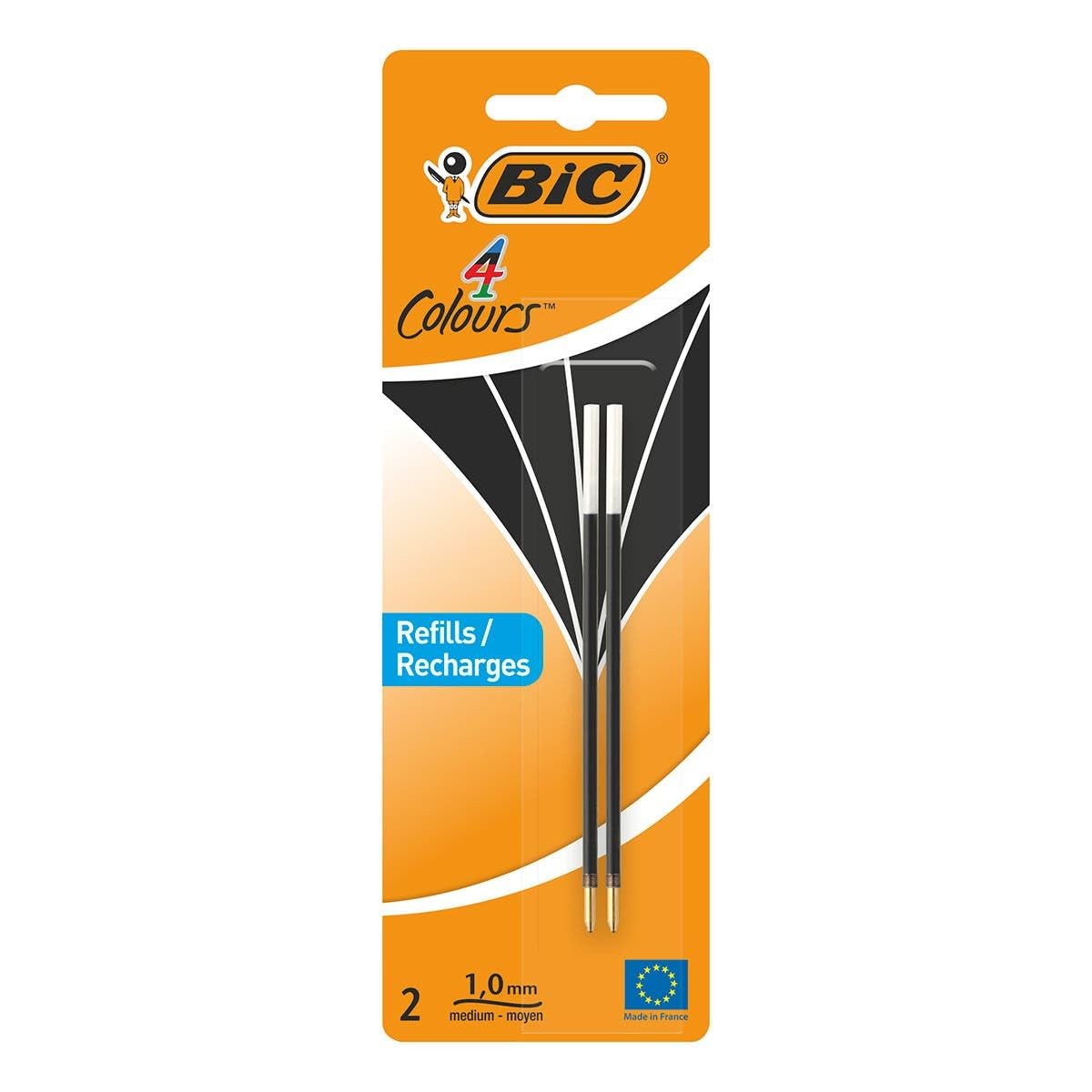 BIC 4 Colours Pen Ink Refill Set Blue Green Black Red Medium Tip 0.4mm