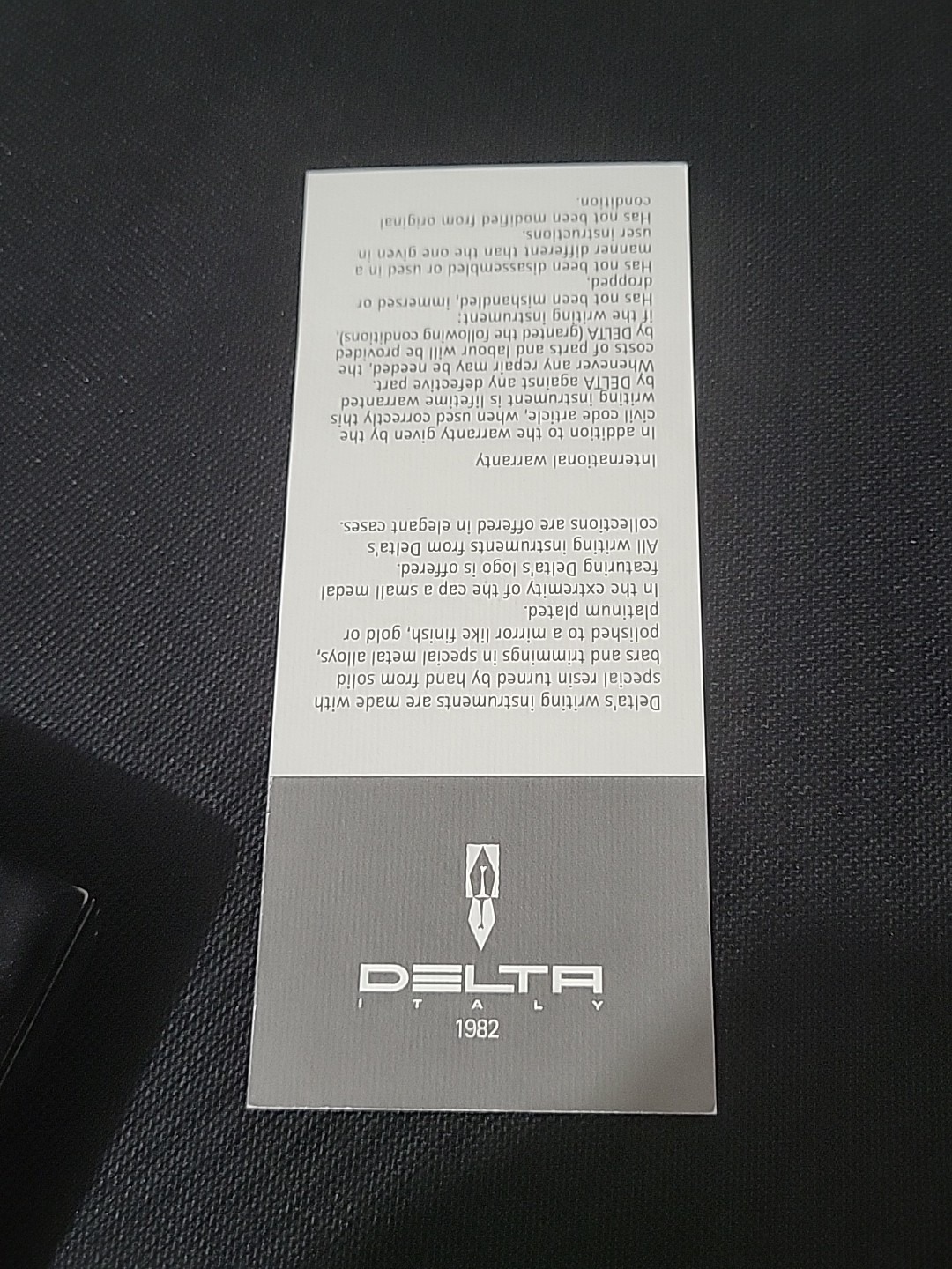 Delta Via Veneto Ballpoint Pen Black Gold & Ivary Gold Trim Italy w/ Box & Card