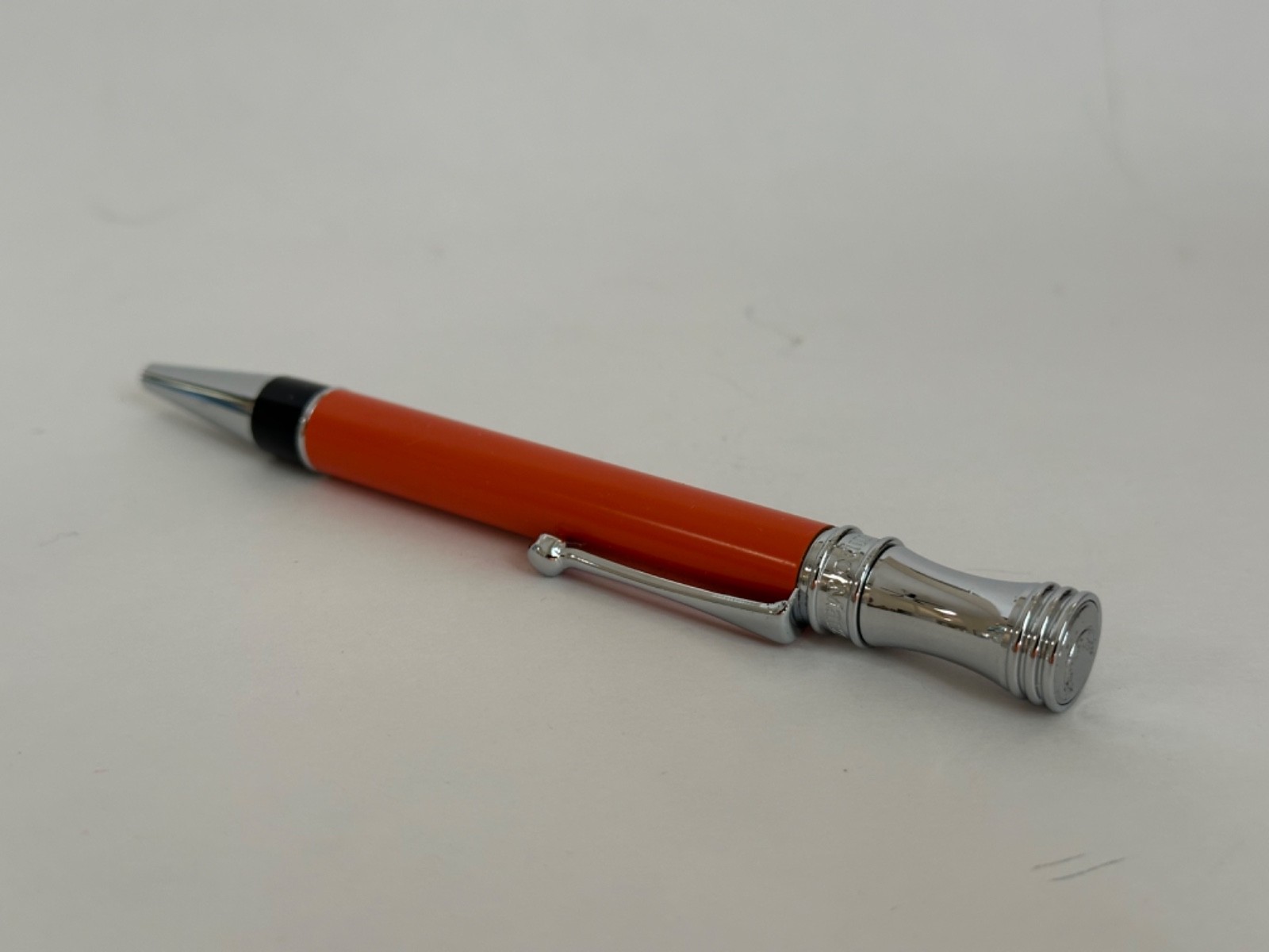 Vintage Rare Campo Marzio Ballpoint Pen Silver & Enamel Orange, Working