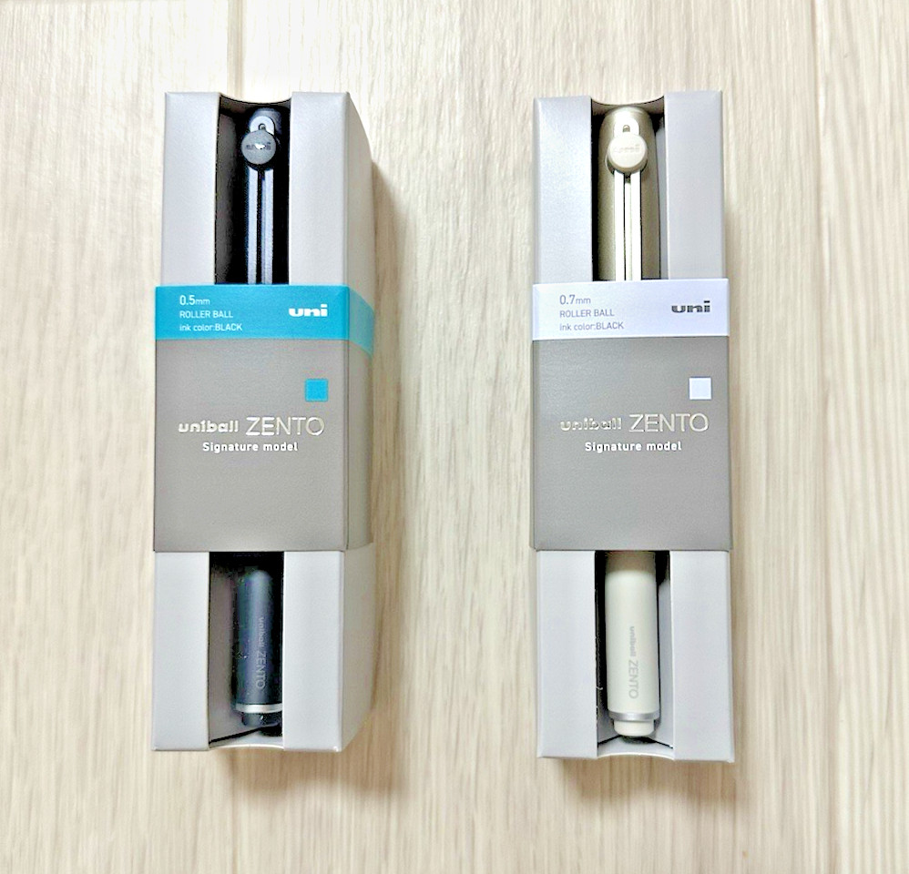 Uniball ZENTO Signature Ballpoint Pen Set Metallic Black 0.5 Champagne Gold 0.7