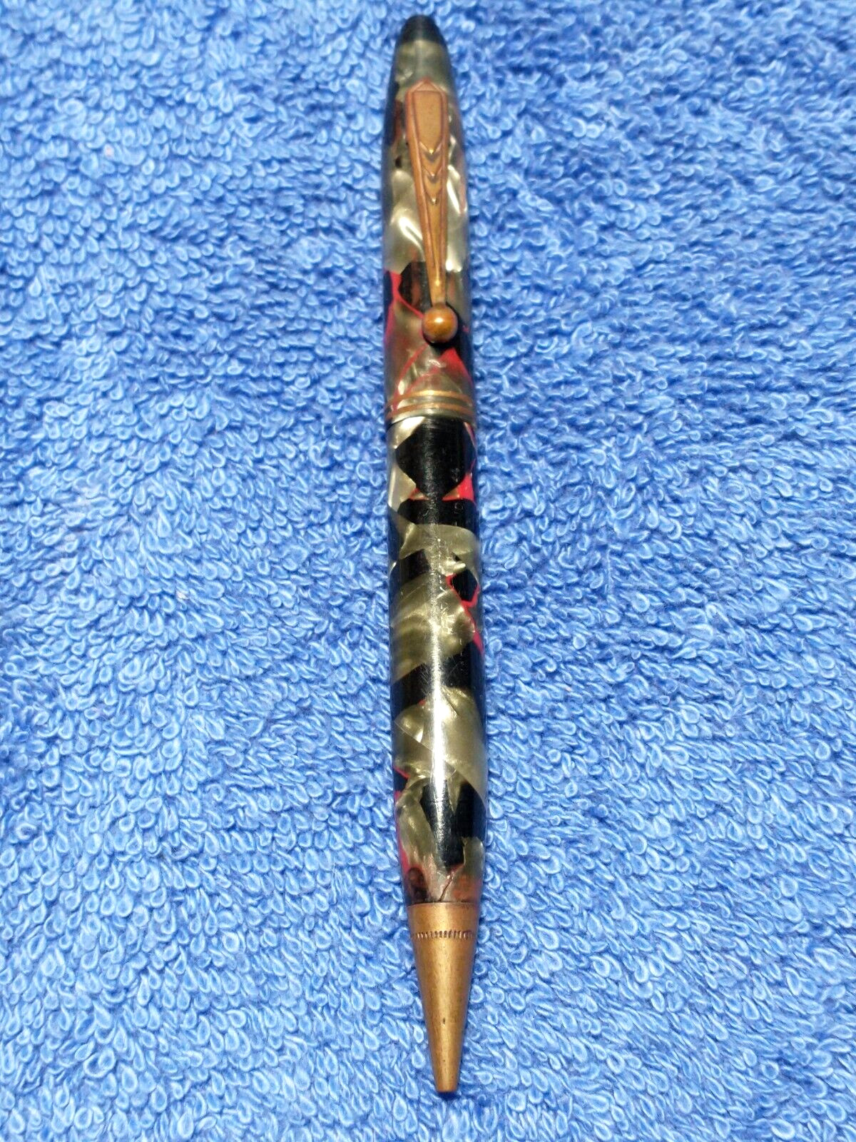 PARKER PARKETTE VINTAGE CELLULOID MECH PENCIL BLACK SILVER COLLECTIBLE ANTIQUE