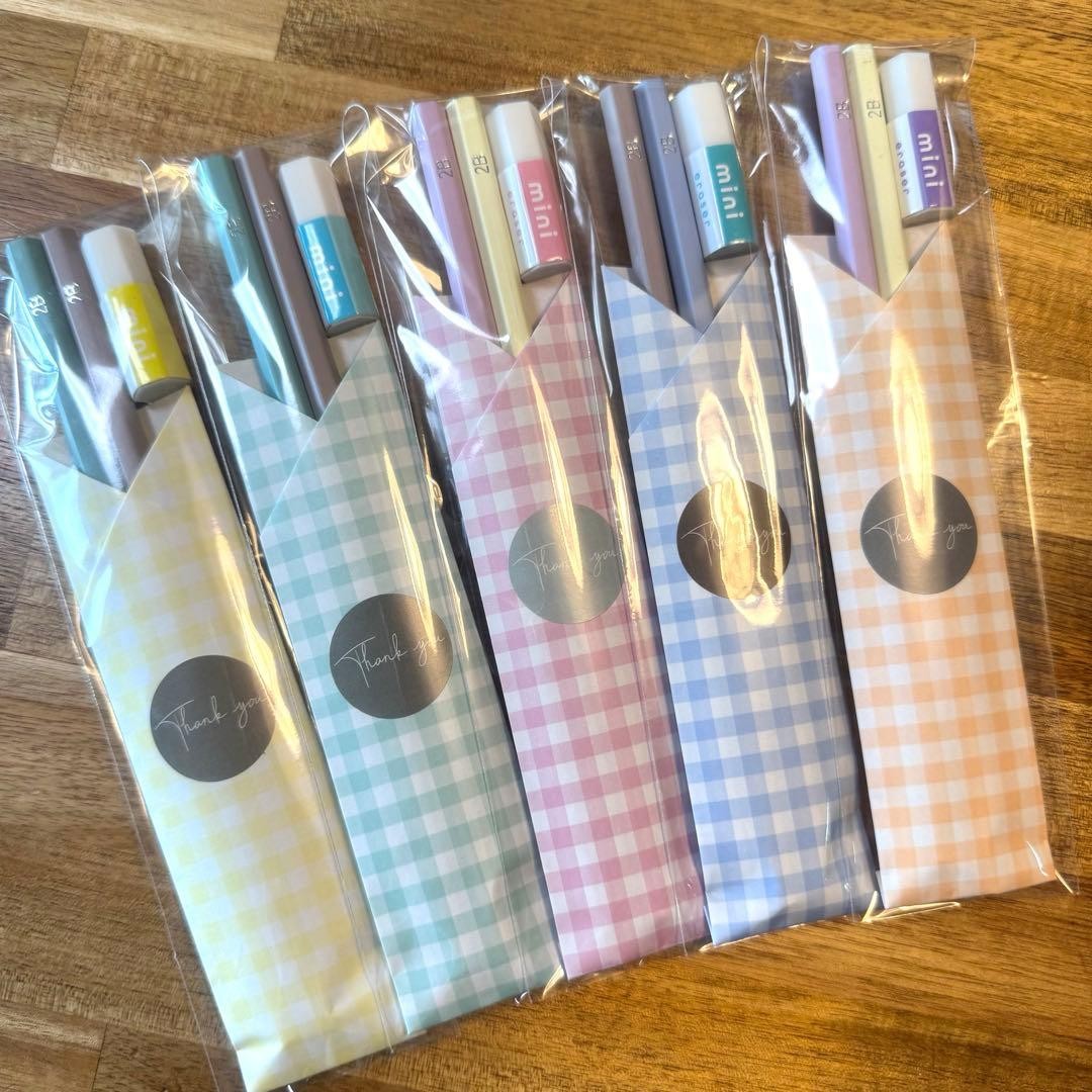 Pencil Eraser, Small Gift, 2B Pencils, Mini Eraser Set, 10 Pcs, Wrapped #d42b37