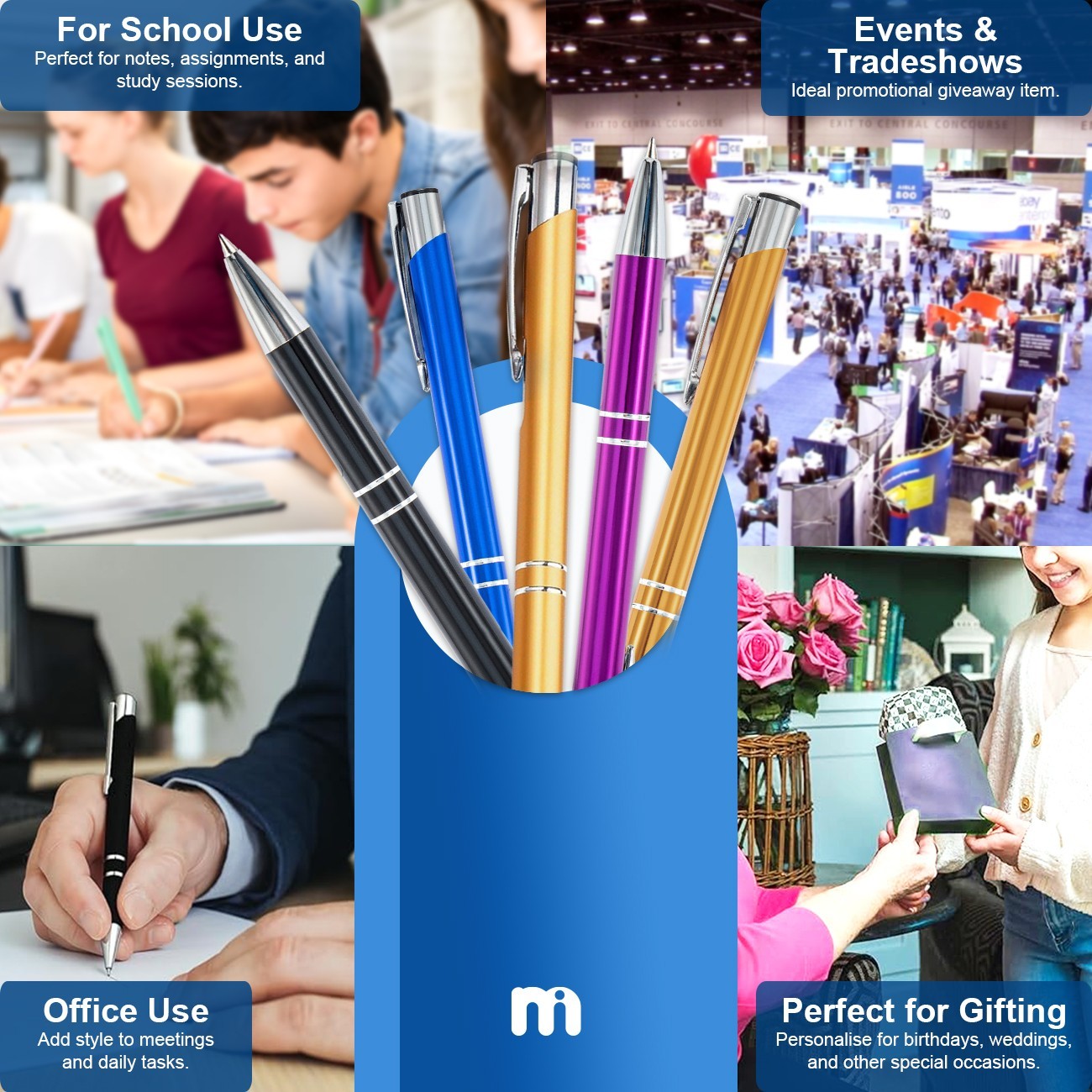 Personalised Pens 10-500 BULK ORDER Metal Customised Pens Ballpoint Pen Gift