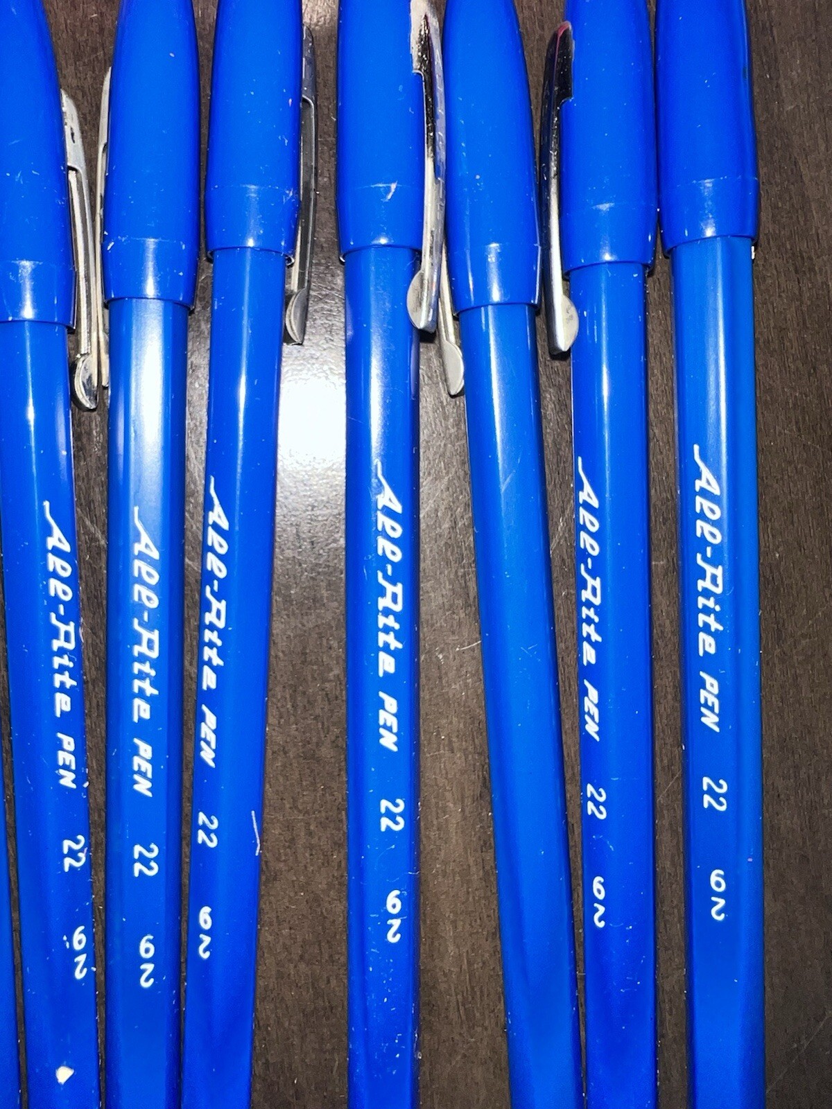 11 All Rite Refillable Standard Blue Ball Pens MCM Vintage Fast Drying Cap