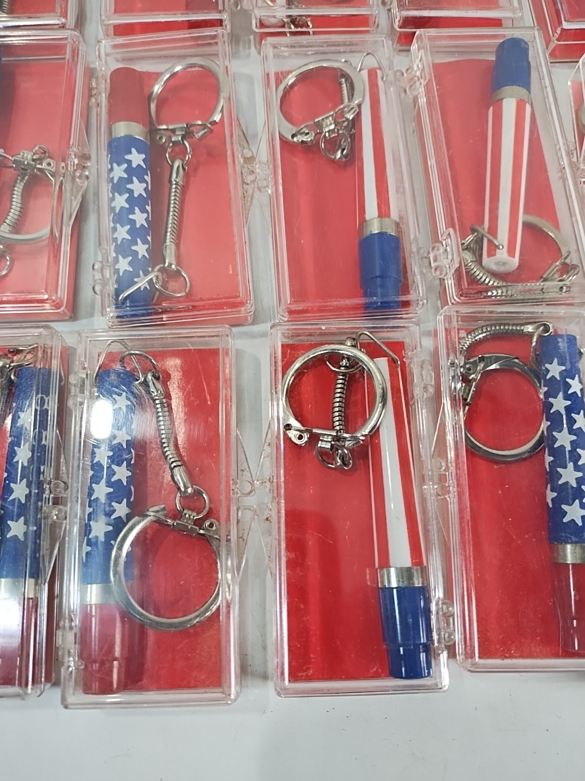 Vintage Stars & Stripes Keychain & Pen Set (Lot Of 16) In Retail Display Box USA
