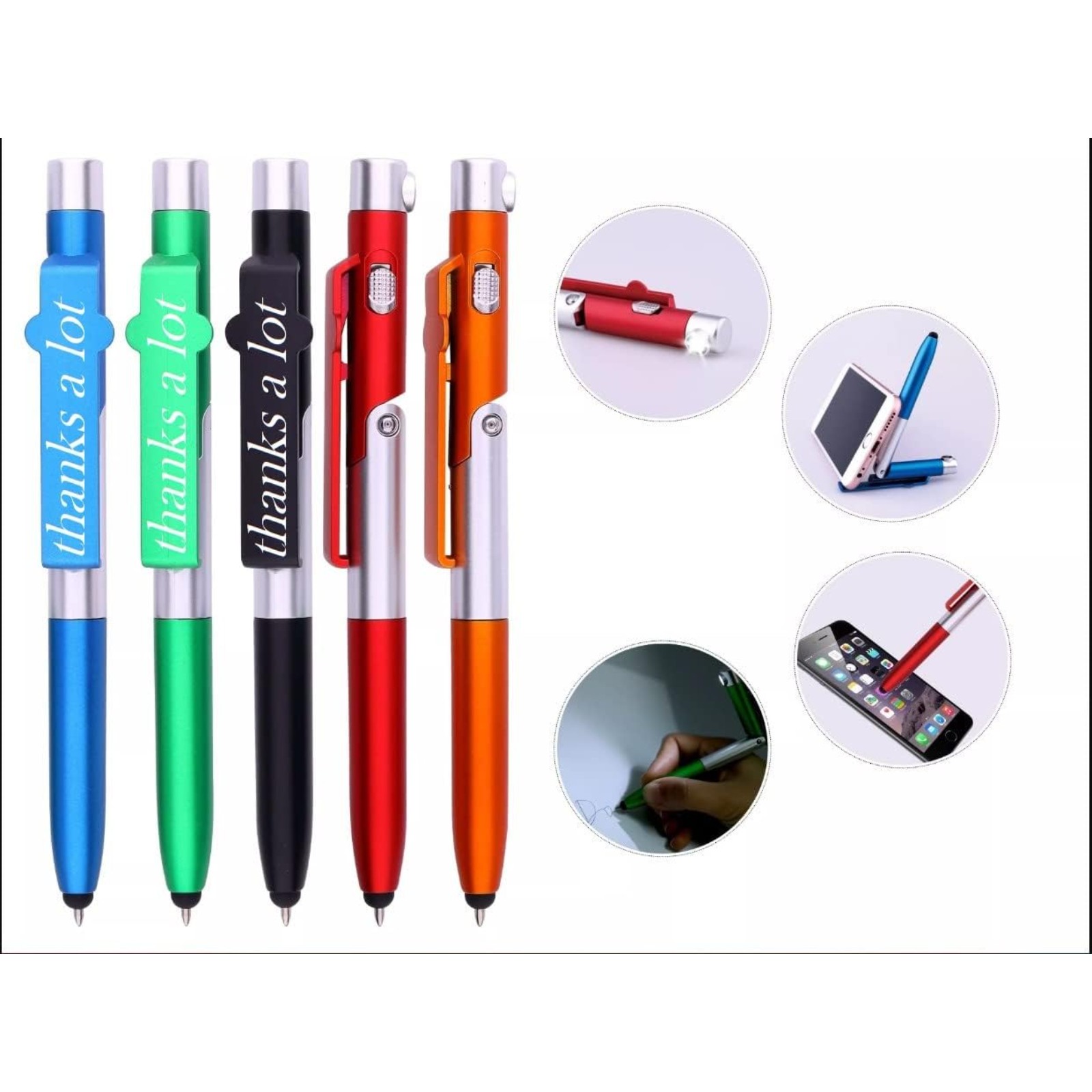 25 PCS MULTIFUNCTIONAL 5-in-1 Folding Ballpoint Blue Pen with Black Ink