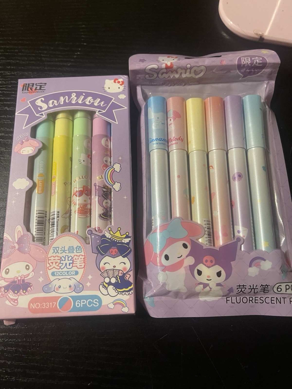 Sanrio Fluorescent Pen Set 2-Pack (6pcs Each) Multicolor Ink Plastic