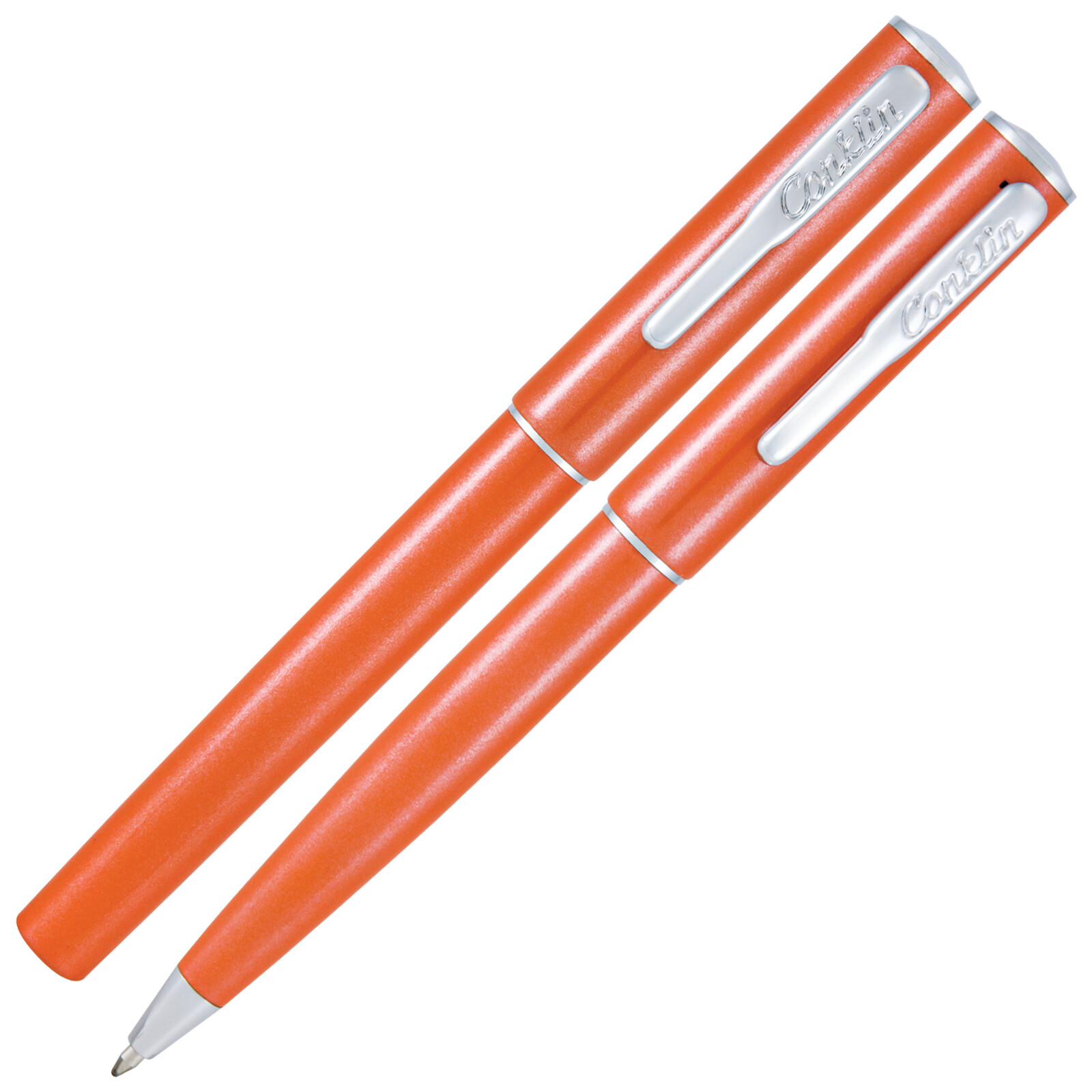Conklin Coronet (Ballpoint & Fountain) Pen Set- Orange With Medium Tip