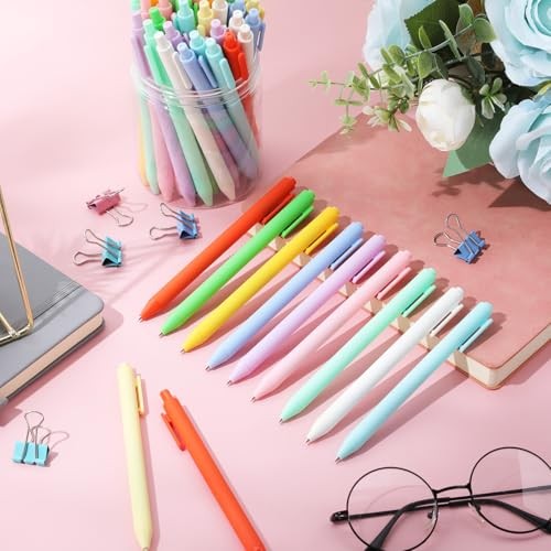Pcs Gel Ink Pens Bulk, Black Ink 0.5mm Fine Point Retractable Pen 100 Macaron