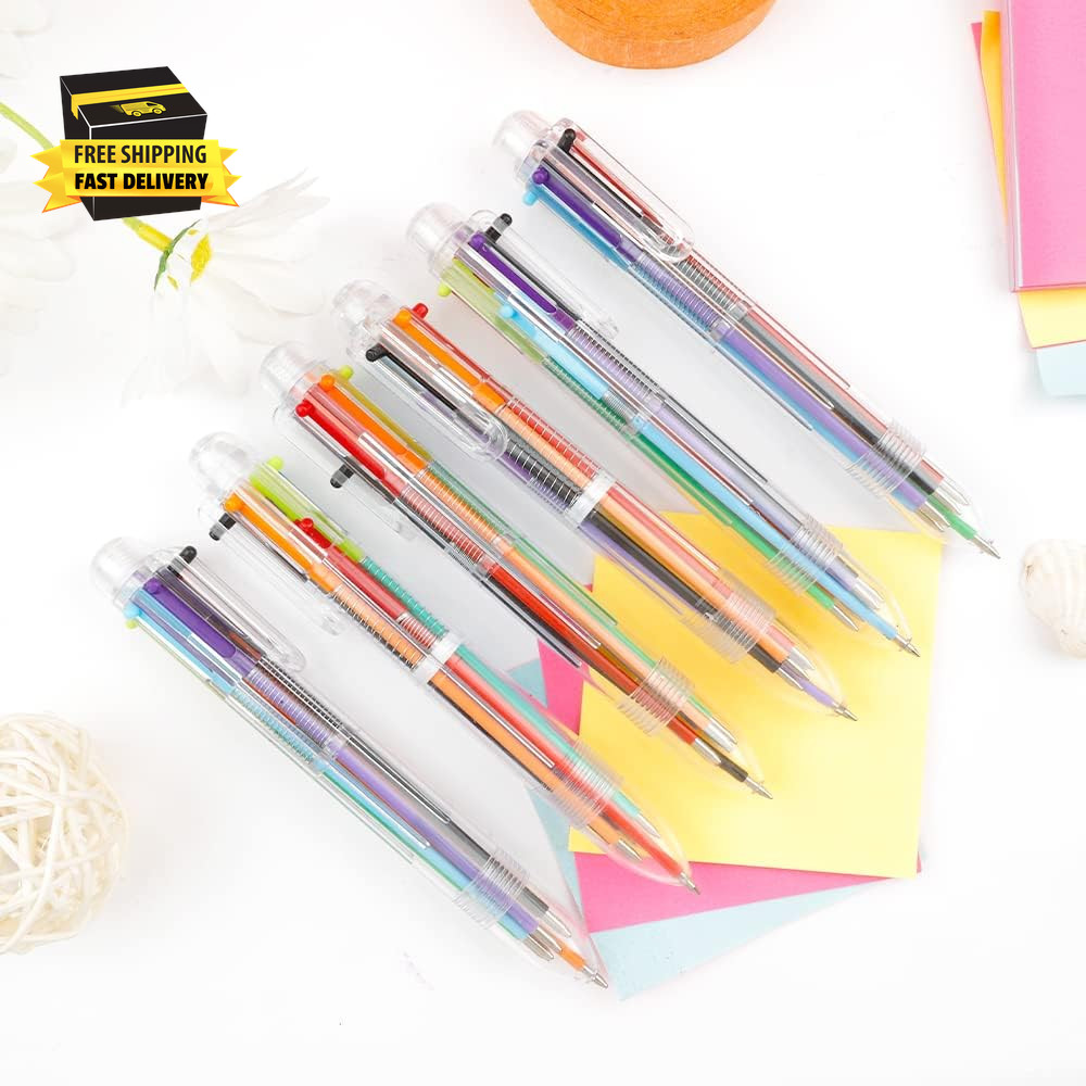 Multicolor Pen in One 0.5Mm 6-In-1 Retractable Ballpoint Pens 6 Colors Multi Col