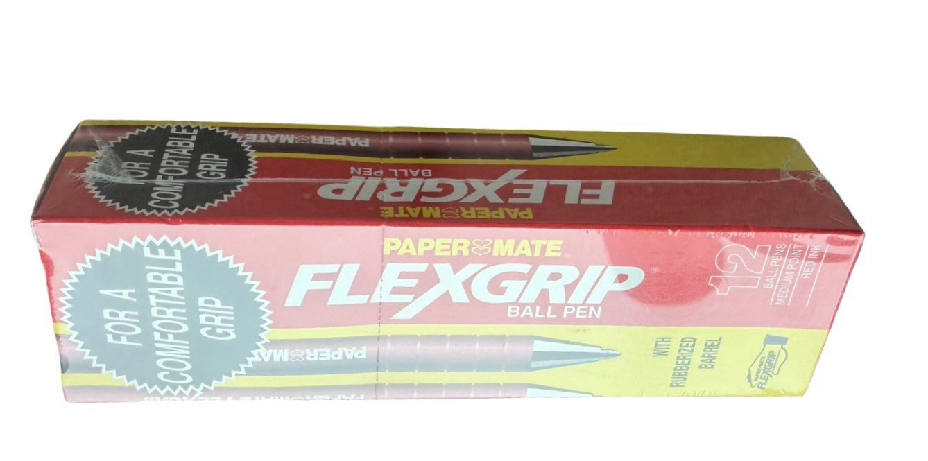 Vintage 1989 Paper Mate FlexGrip Red Ink Pens 12 Pack Sealed Medium Point Japan