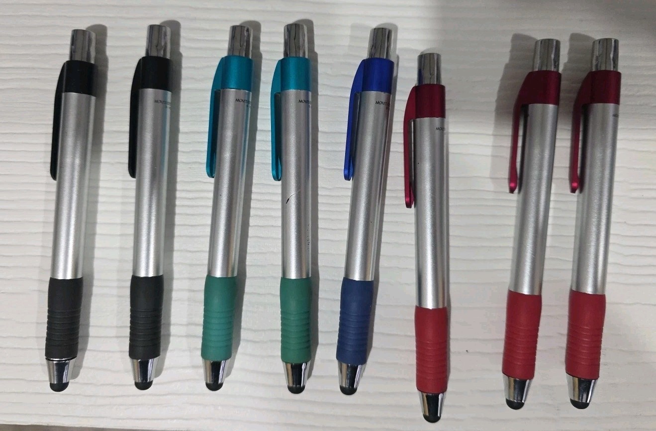 8x Monteverde S103 Ballpoint Pen With Front Stylus Rubber Grip Metal Barrel