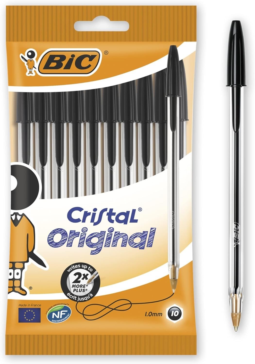 High-Quality Black Ink Ballpoint Pen Set – 10 Pens, 1.0mm Tip, Smooth Writing