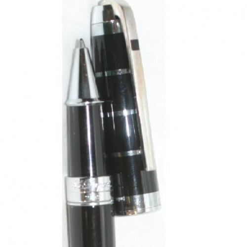 Dupont Ballpoint Pen with Cap / BLK & SLV in Good Condition Limited From JAPAN
