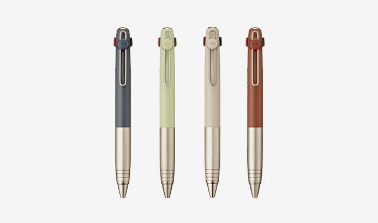 Uni-Ball Zento Flow Model 3-Color Ballpoint Pen 0.5mm 2 Pieces Beige & Burgundy