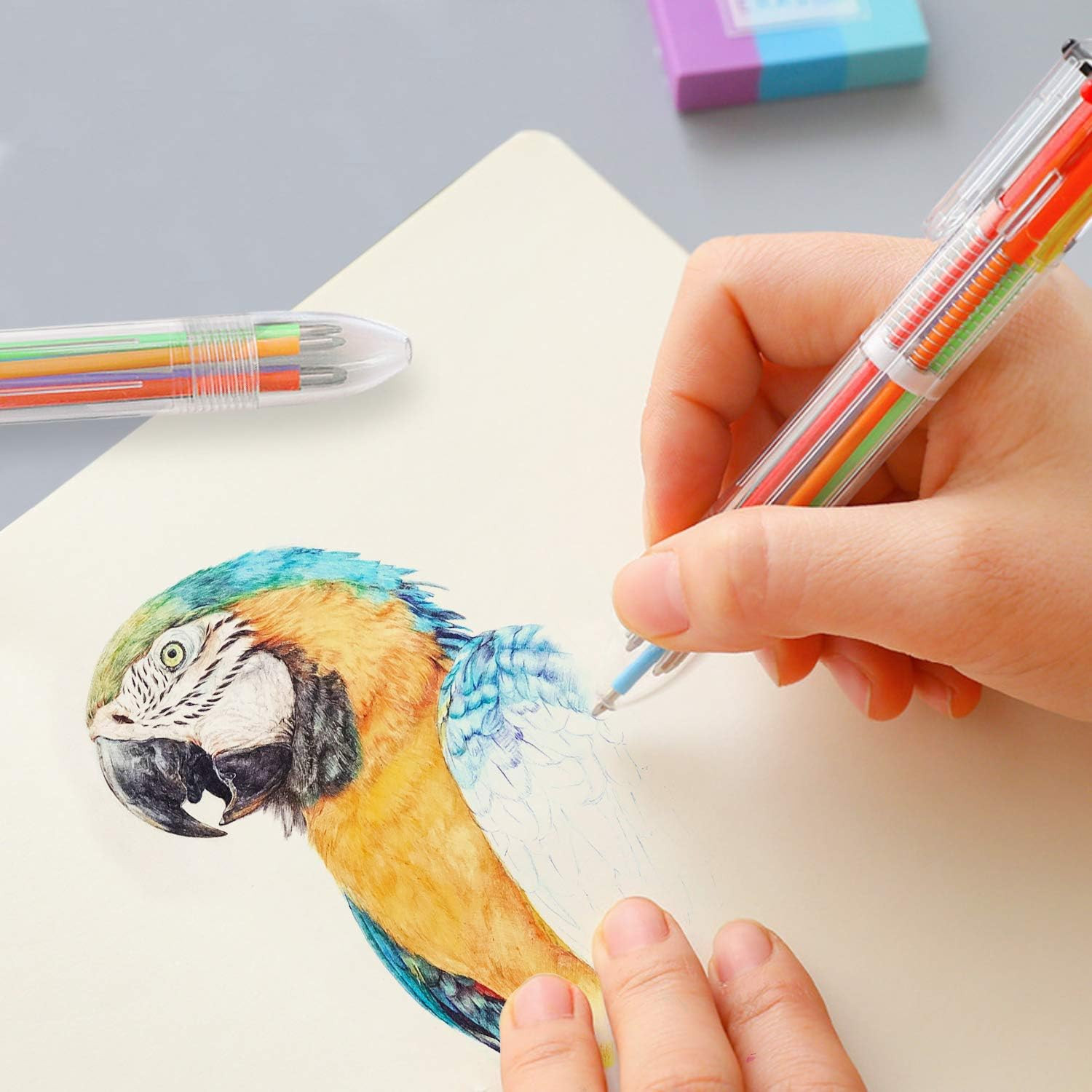 6 Pack 0.5Mm 6-In-1 Multicolor Ballpoint Pens, Kids Party Favors Pen | Retractab