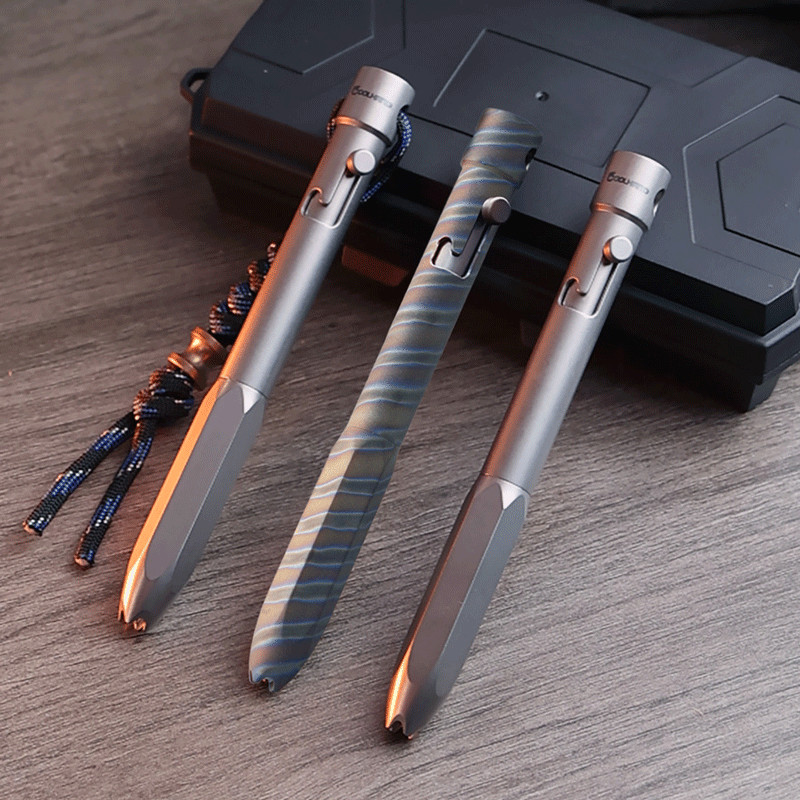 EDC Titanium Practical Pocket Pen Working Signature Ballpoint Pen with 5 Refills