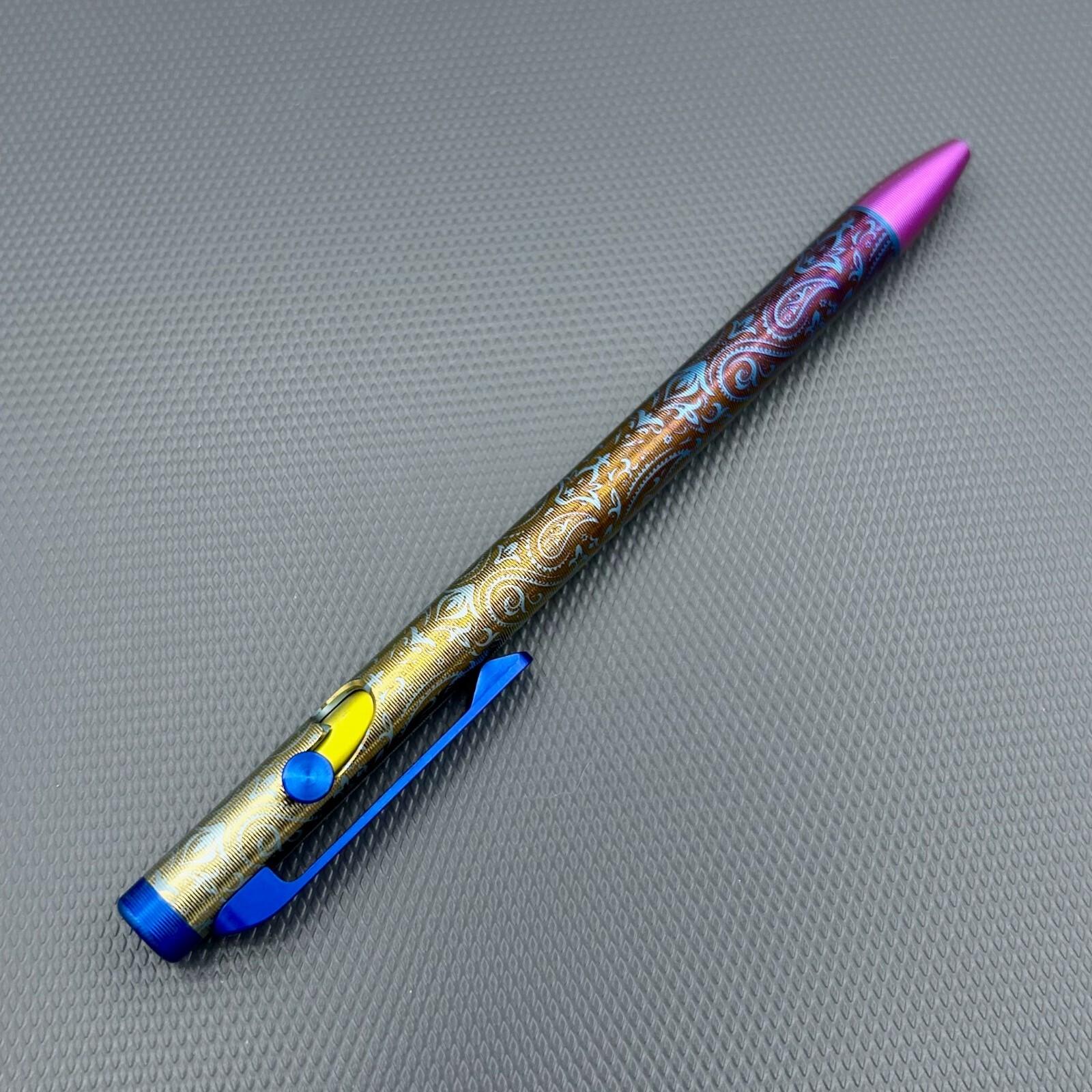 Tactile Turn – Titanium Slim Bolt Action Standard Size Pen Paisley Pn Ano Colors