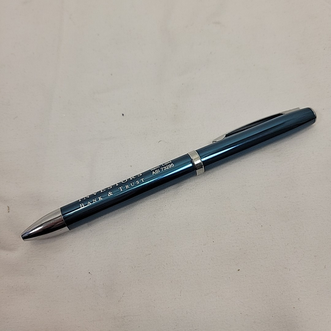 Investors Bank And Trust Promo Ballpoint Pen Black & Blue Ink Twist To Change