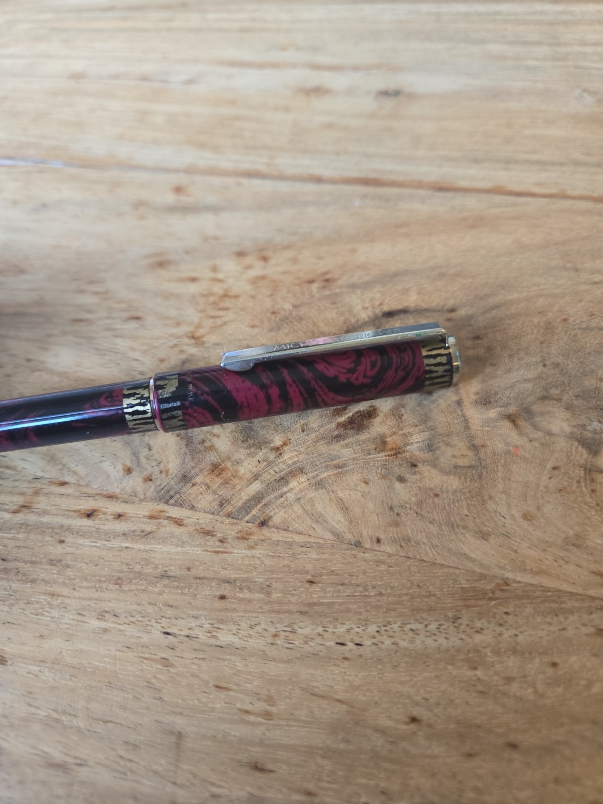 Micro Ceramic .5mm Ball Point Pen Vintage Red Ink Black Marble gold Ballpoint